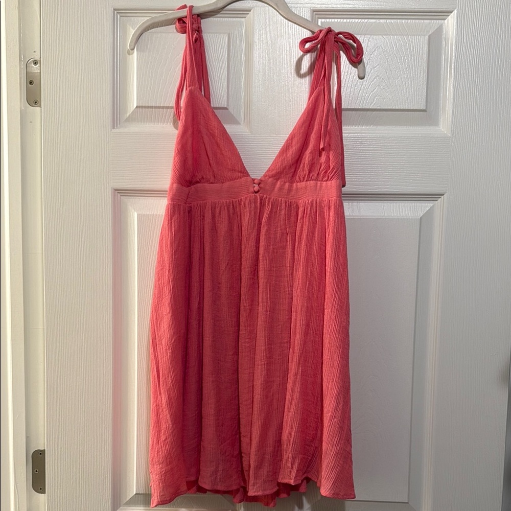 Pink Sleeveless Tie-Strap Dress